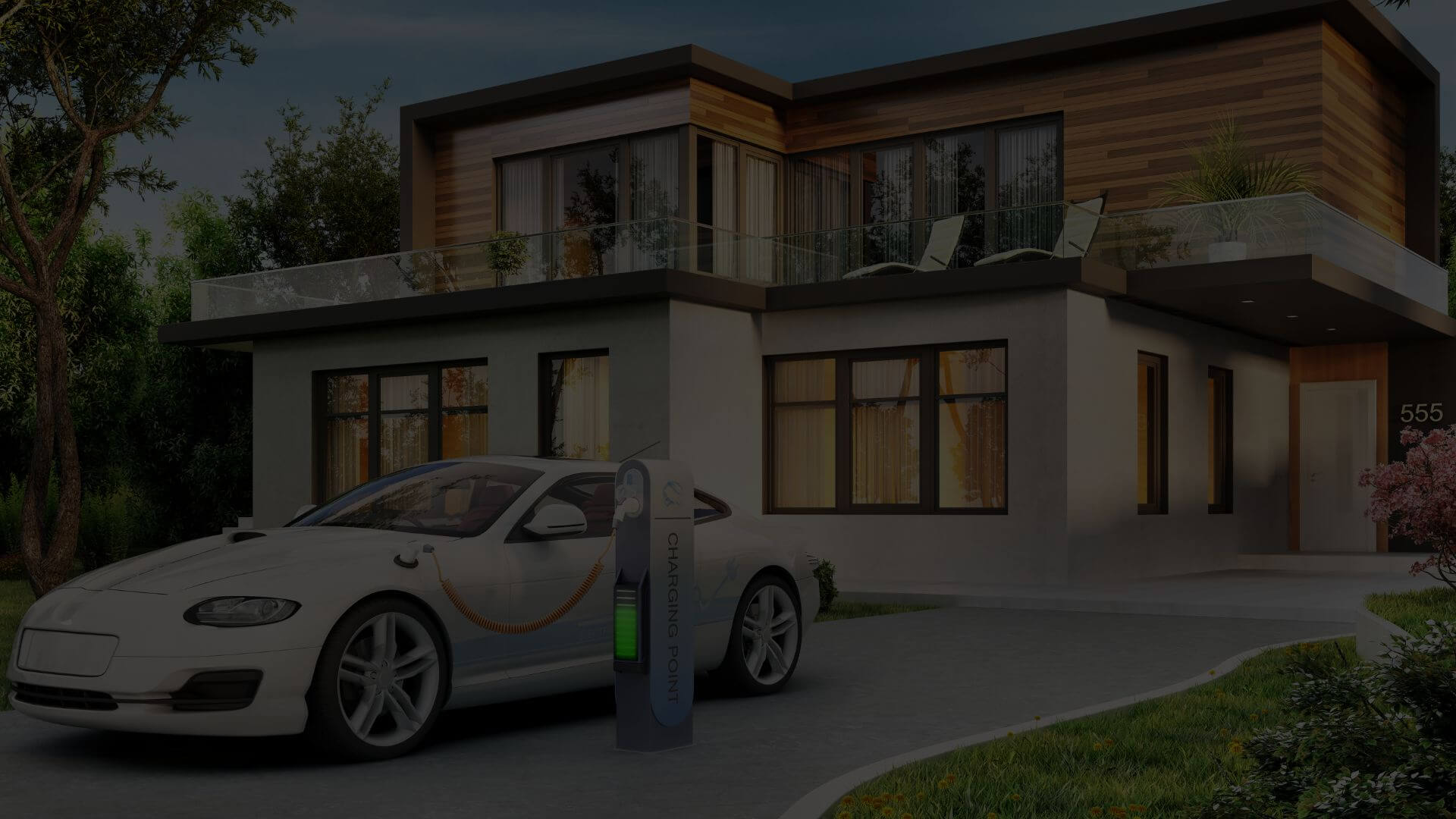 EV charger installation at a modern home in Alameda and San Joaquin Counties by licensed electricians