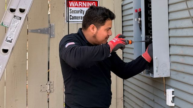 Boyes Electrican working on a panel upgrade in Oakland, CA